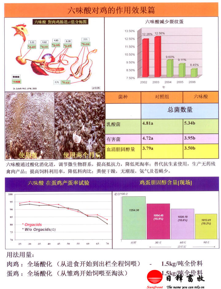 六味酸對雞的作用效果
